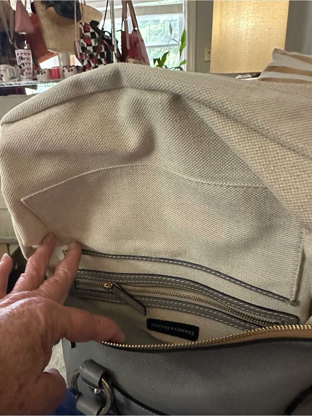 Dooney & Bourke Satchel 30 Grey Sorrento Leather With Pocket NWT $508 MSRP - Picture 6 of 16